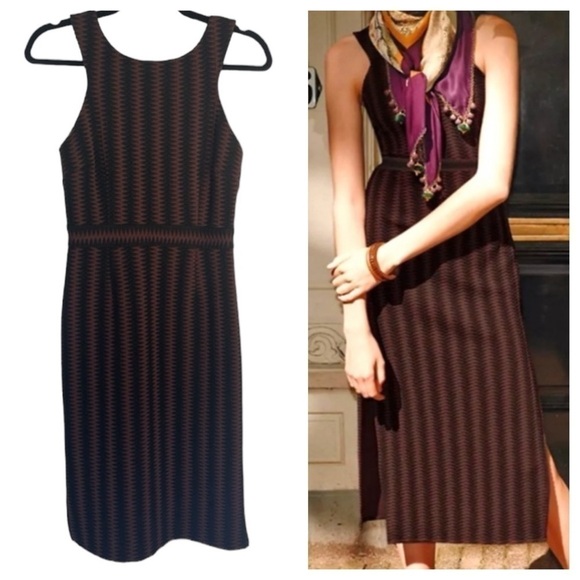 Maeve Dresses & Skirts - Anthropologie Maeve Meridian Boho Midi Dress Texture Racerback Black Brown Small